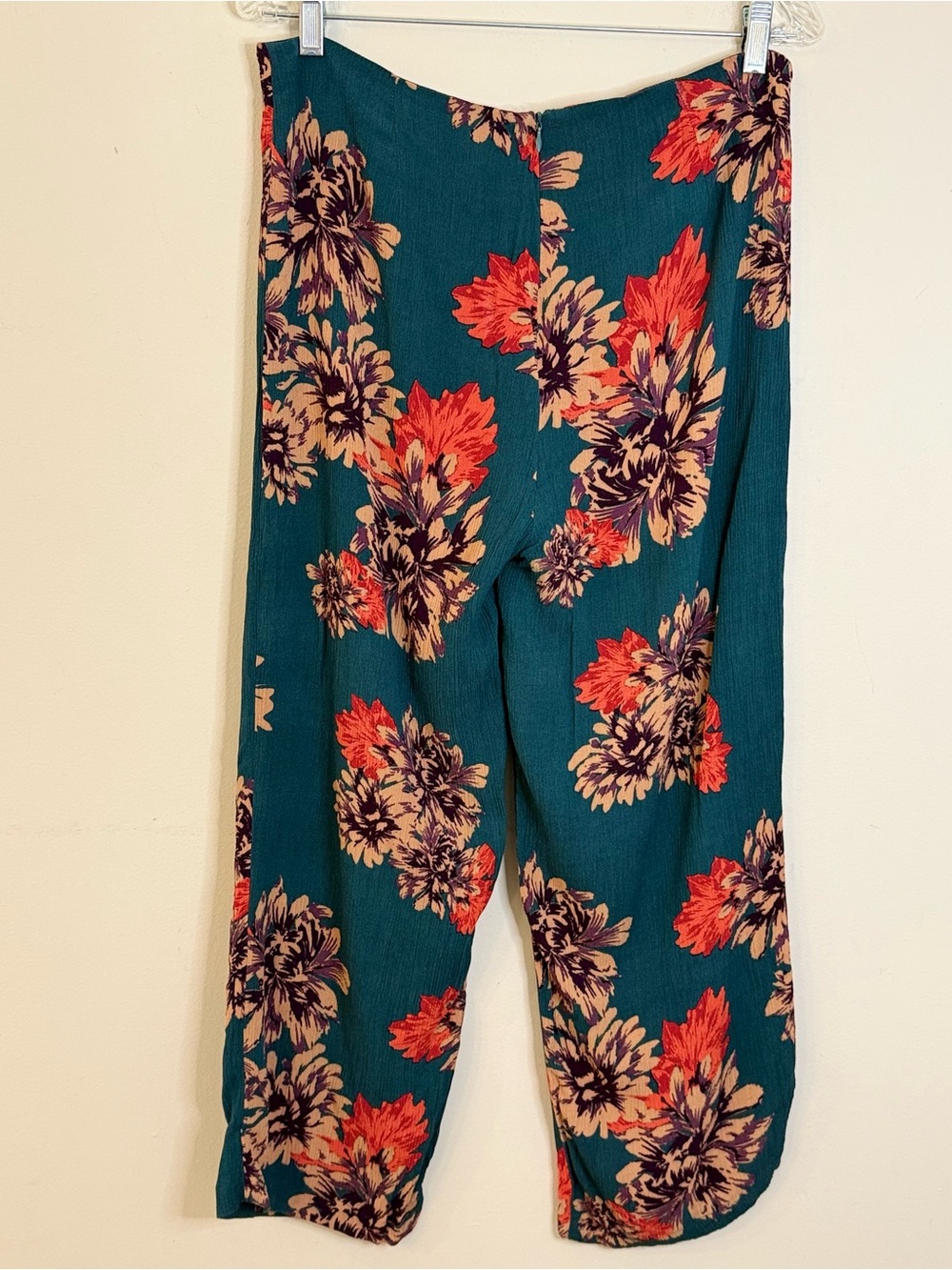 Honey Belle tropical gauzy crop pants green tan brown orange SZ LG